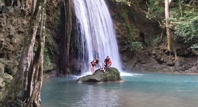 Erawan Waterfalls and Boat trip River Kwai Tour From Bangkok